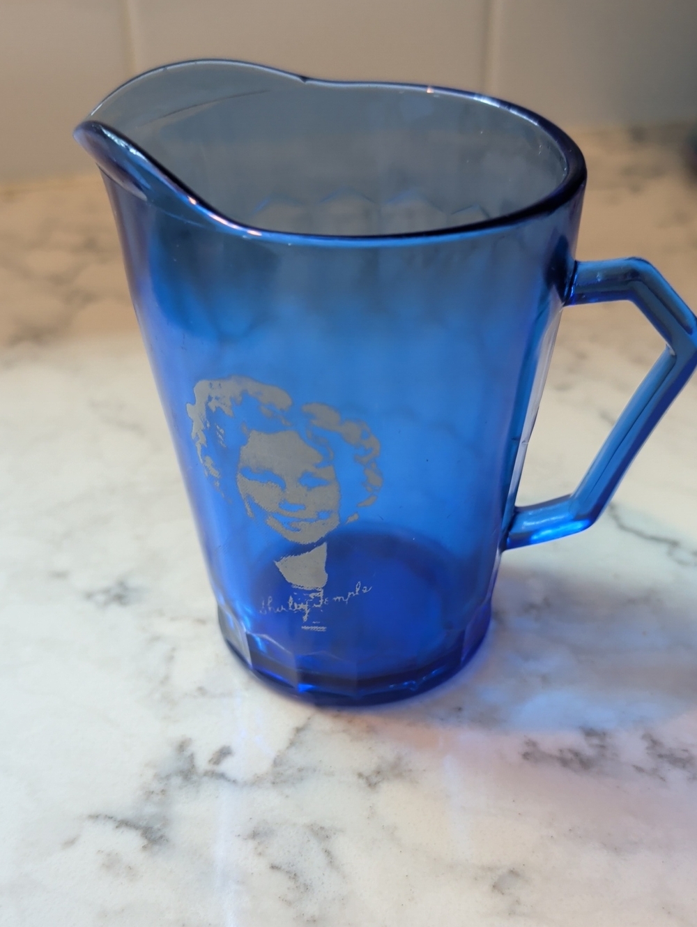 Shirley Temple Glass Pitcher with Portrait Accent